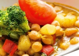 素食咖哩鷹嘴豆食譜-健康素食咖哩鷹嘴豆做法料理:鷹嘴豆富含鉀離子有助心血管健康!